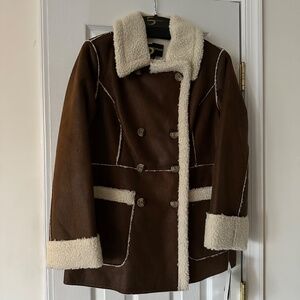 NWT Serena Williams Faux Suede Shearling Coat Signature Statement MED